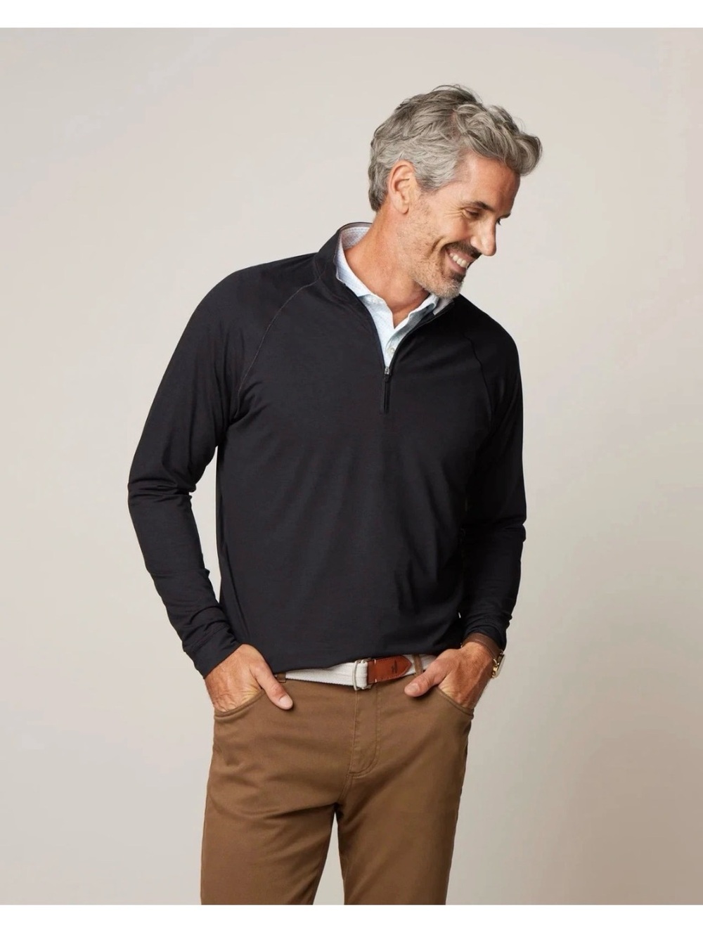 NWT $118 johnnie-O Freeborne Performance 1/4 Zip Pullover Mens Black Size M